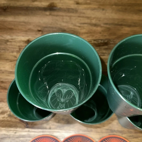 11PC Jägermeister herbal liqueur bundle lot green 5” plastic logo cups/coasters - Picture 5 of 16